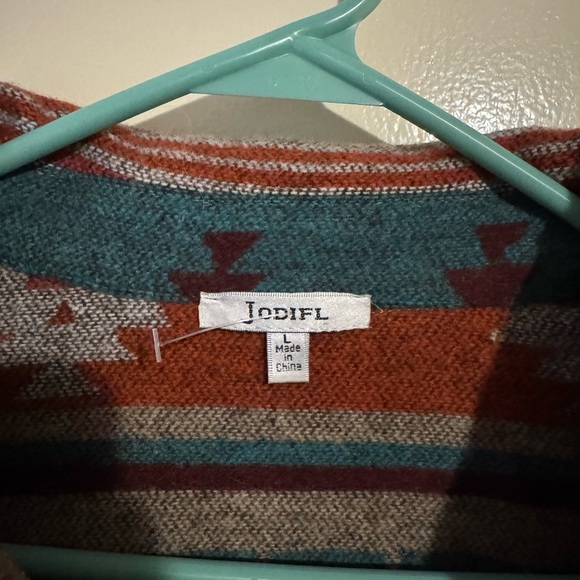 Tribal Patterned Jacket in Teal and Rust - Picture 2 of 4